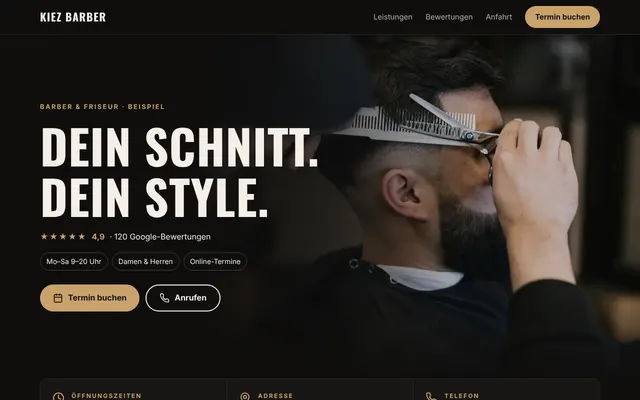 Beispiel-Website Kiez Barber