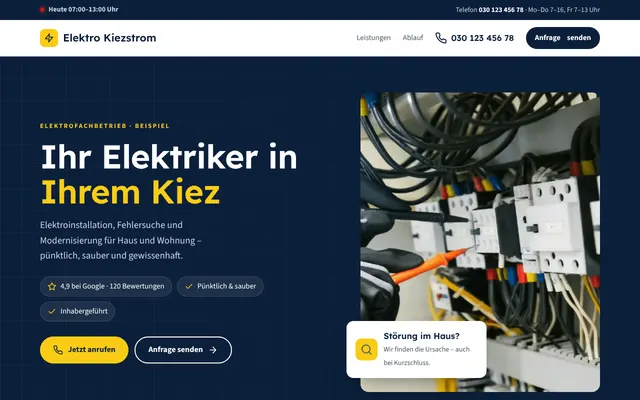 Beispiel-Website Elektro Kiezstrom