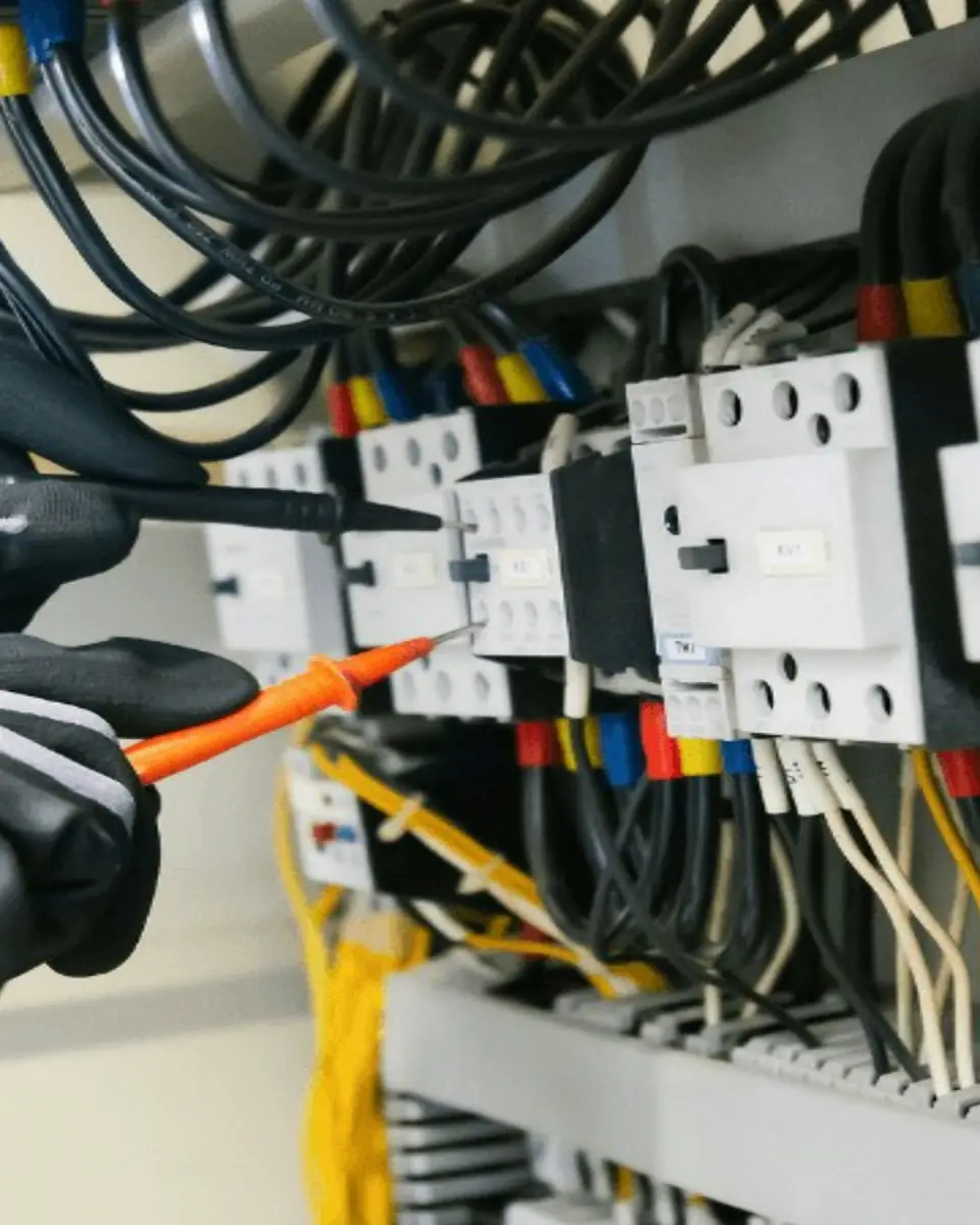 Elektriker misst im Schaltschrank
